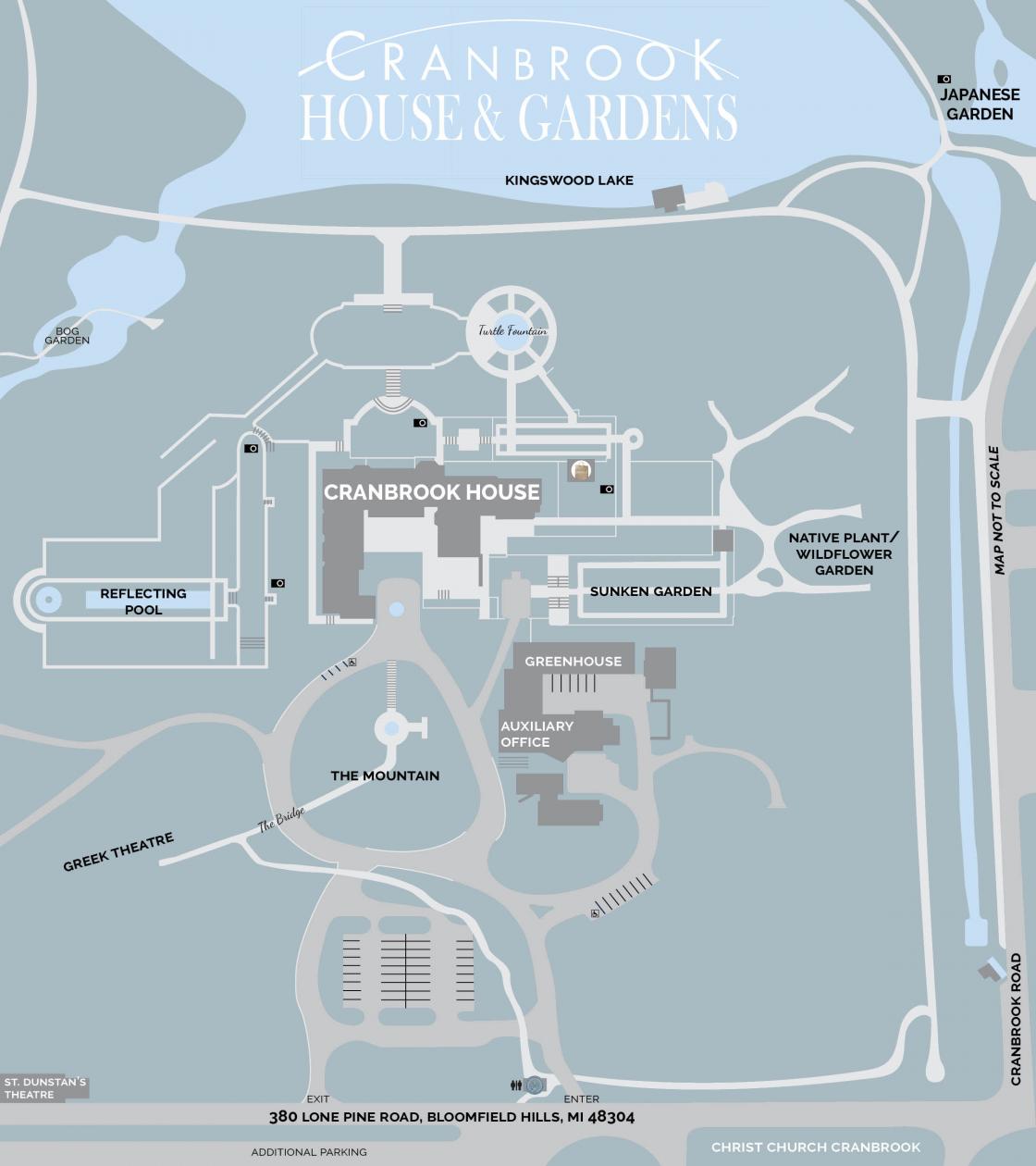 Blank map of Cranbrook House & Gardens