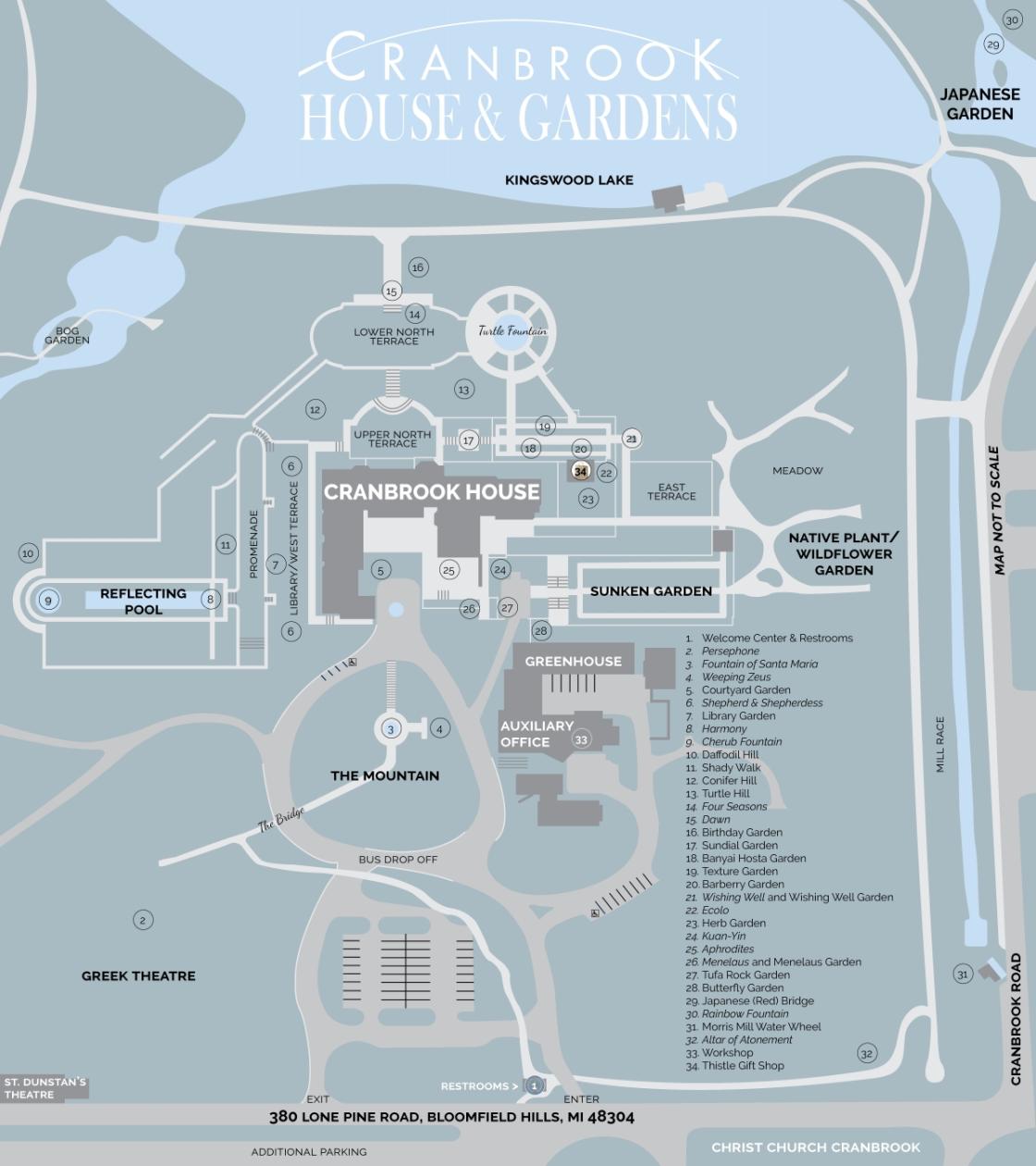 Cranbrook House & Gardens map
