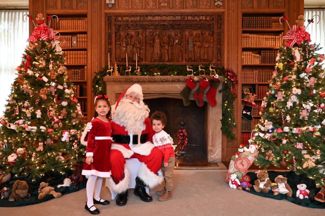 Photo of two children with Santa at Cranbrook House.