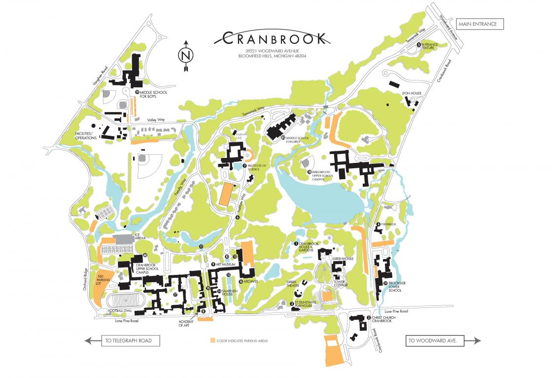 Cranbrook Educational Community Campus Map Image