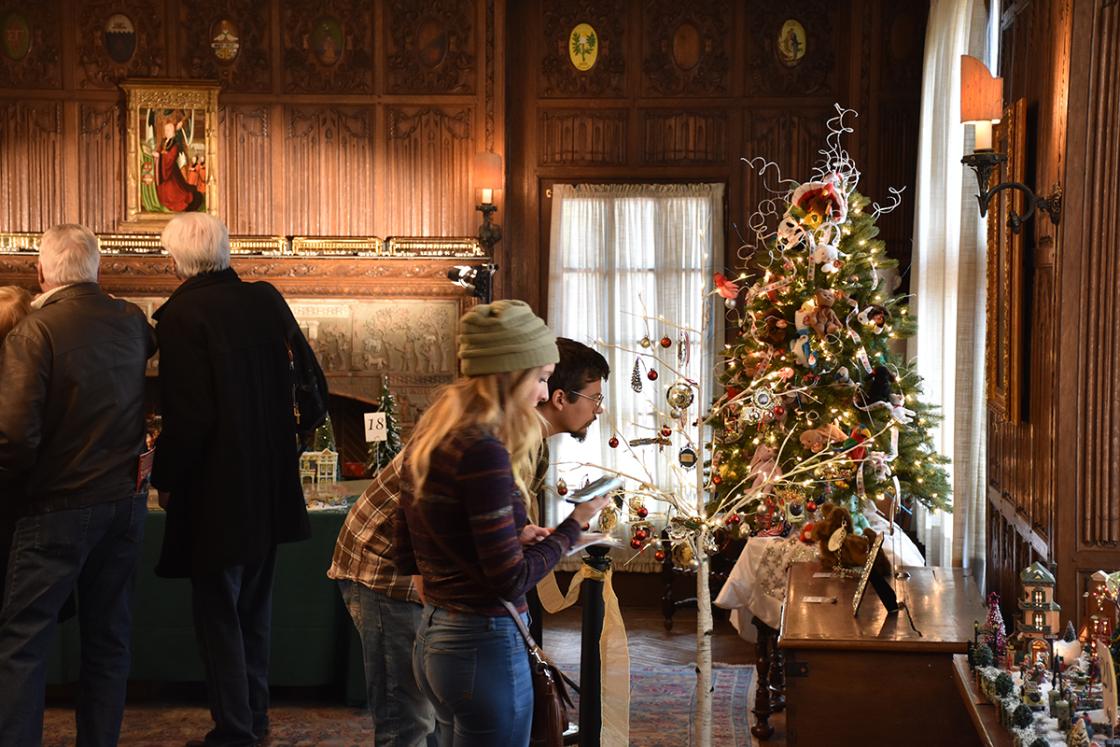 Guests in the Oak Room at Cranbrook House during Holiday Splendor 2017.