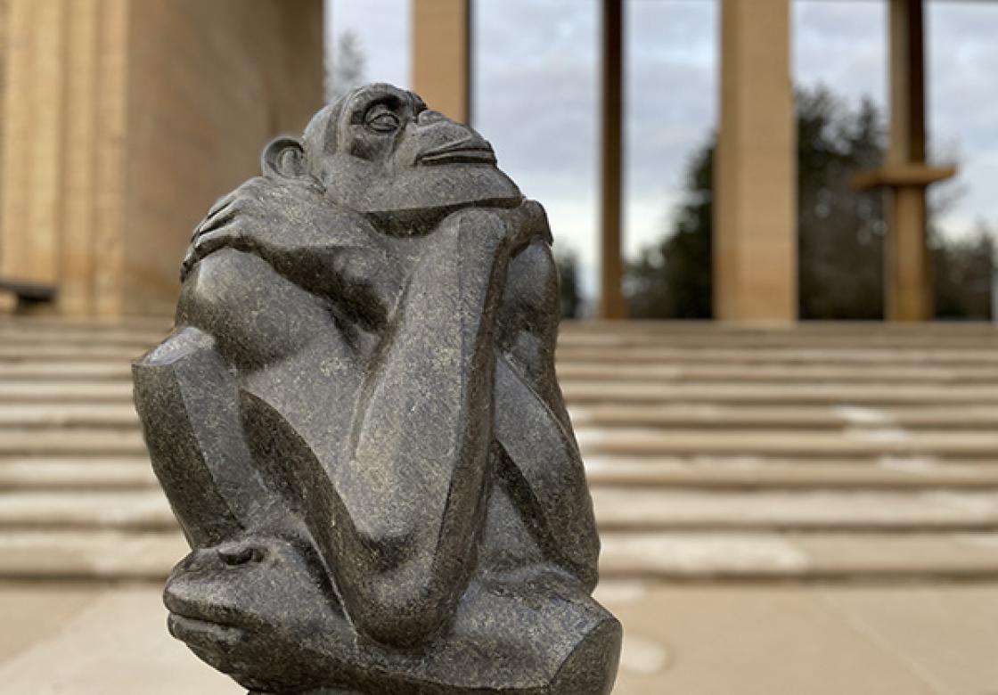 Photograph of The Thinker at Cranbrook Art Museum