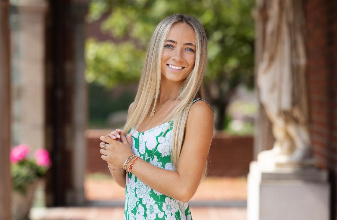 Portrait photo of a senior at Cranbrook House & Gardens.